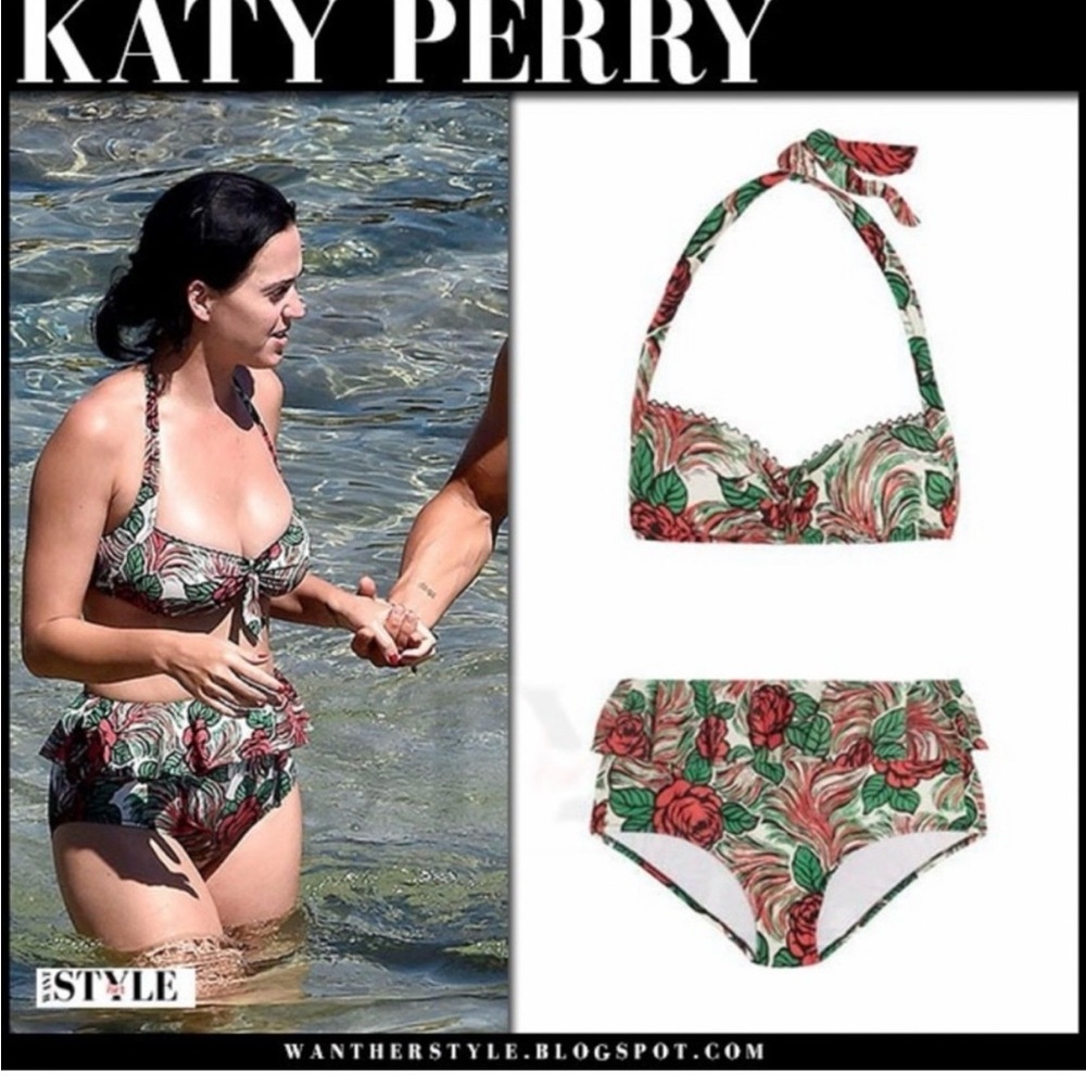🖤 Anna Sui 🖤 Retro Swim Suit Bikini Rosa Mexicana Rose Print Small ♥️ - Picture 3 of 13